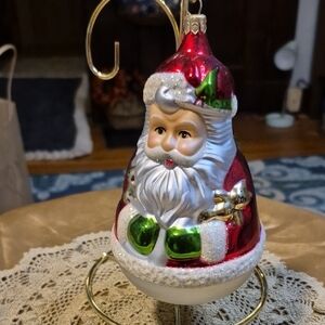 Santa Claus Ornament with Red and Green Accents